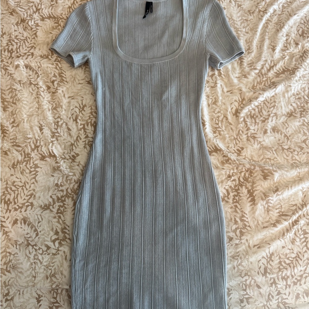 Marciano light blue Ribbed Bodycon Mini Dress